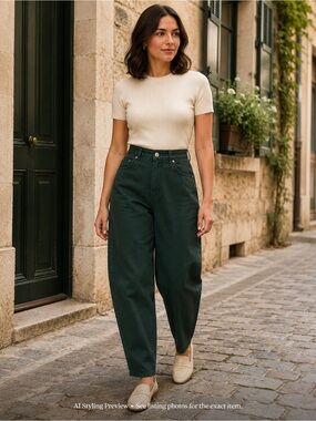 Vintage Cotton Ginny Women’s 30 Green High Rise Barrel Leg Cotton Pants